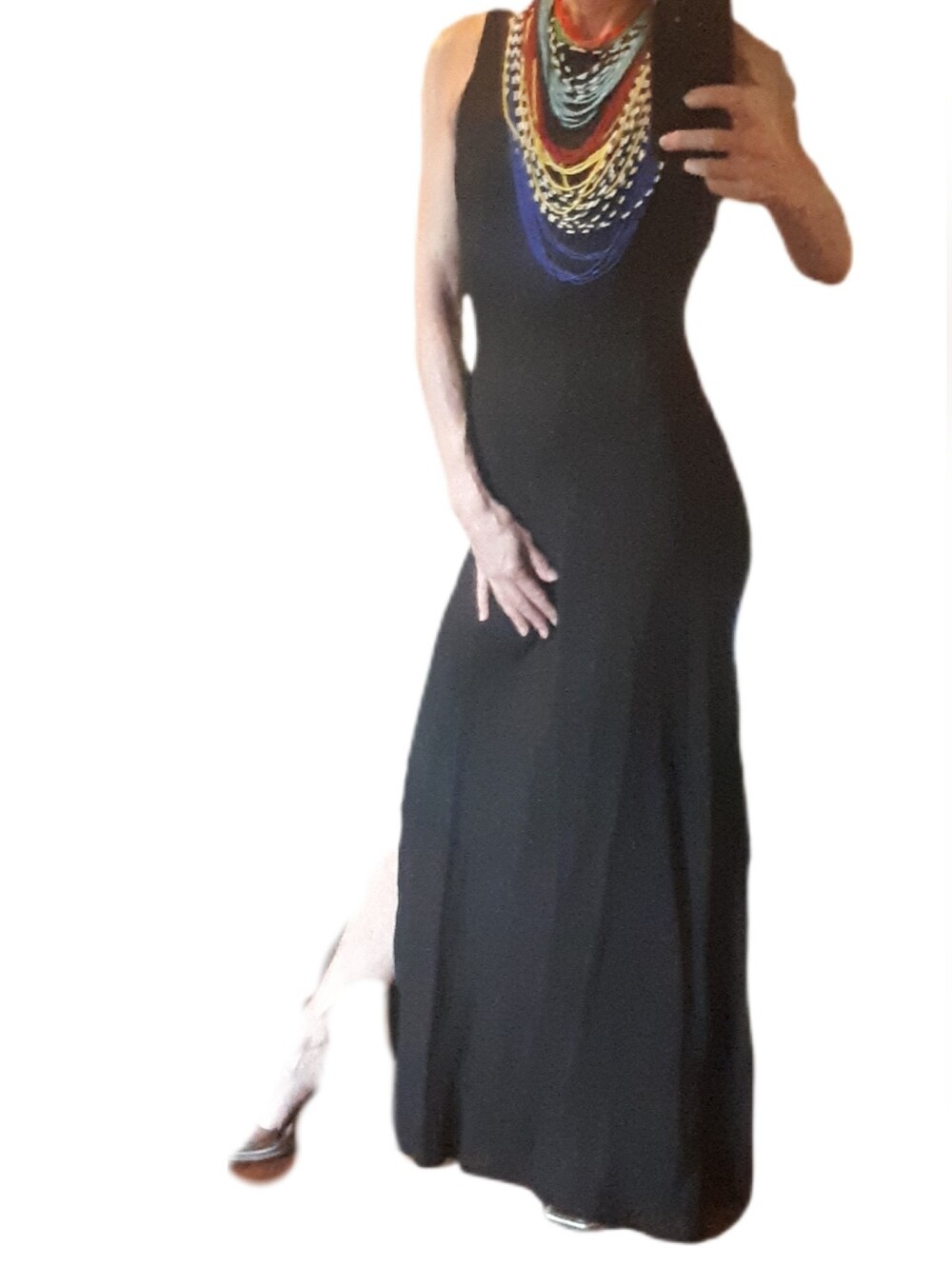 Vintage Linen Black Maxi Dress